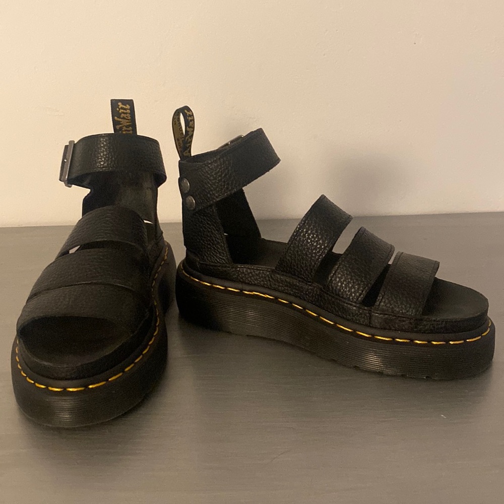 Doc Martens Clarissa II platform black leather sandal;  6